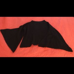 Black cropped bell sleeve sweater